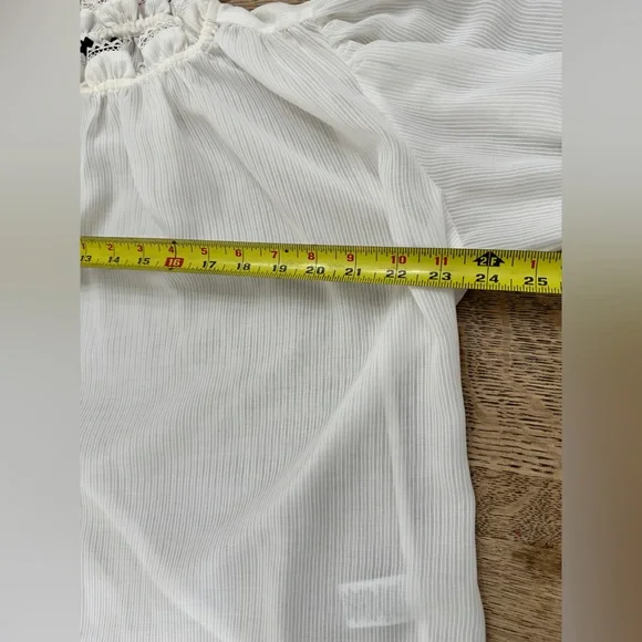 NWOT Current Air Anthropologie Airy Sheer Ruffles Puff Sleeve Blouse medium - Picture 16 of 17